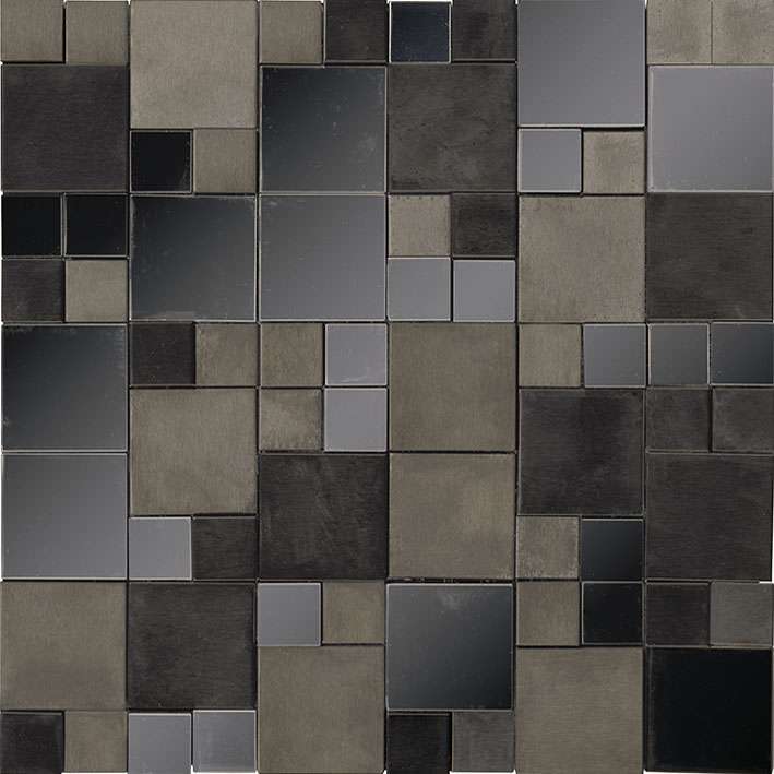 Мозаика L'Antic Colonial Metal Acero Anthracite Mini 3D Cubes L241716131, цвет серый, поверхность глянцевая 3d (объёмная), квадрат, 305x305