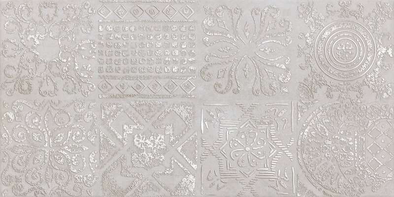 Декоративные элементы Abitare La Ceramica Icon Dec. Patchwork Silver Lapp., цвет серый, поверхность лаппатированная, прямоугольник, 300x600