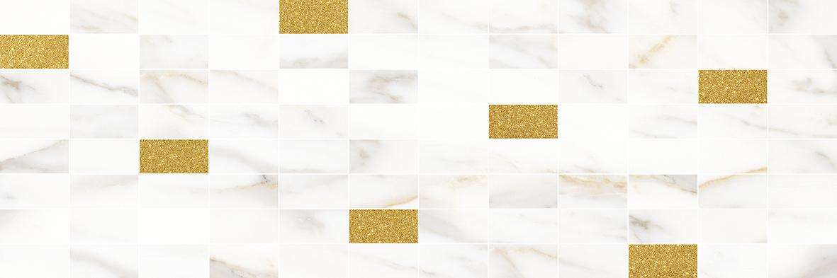 Декоративные элементы Laparet Aragon Декор Мозаичный Белый Золото MM60157, цвет белый золотой, поверхность глянцевая, прямоугольник, 200x600