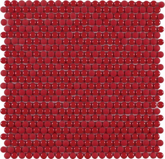 Мозаика Dune Glass Mosaics Dots Red 187537, цвет красный, поверхность глянцевая матовая, круг и овал, 282x285