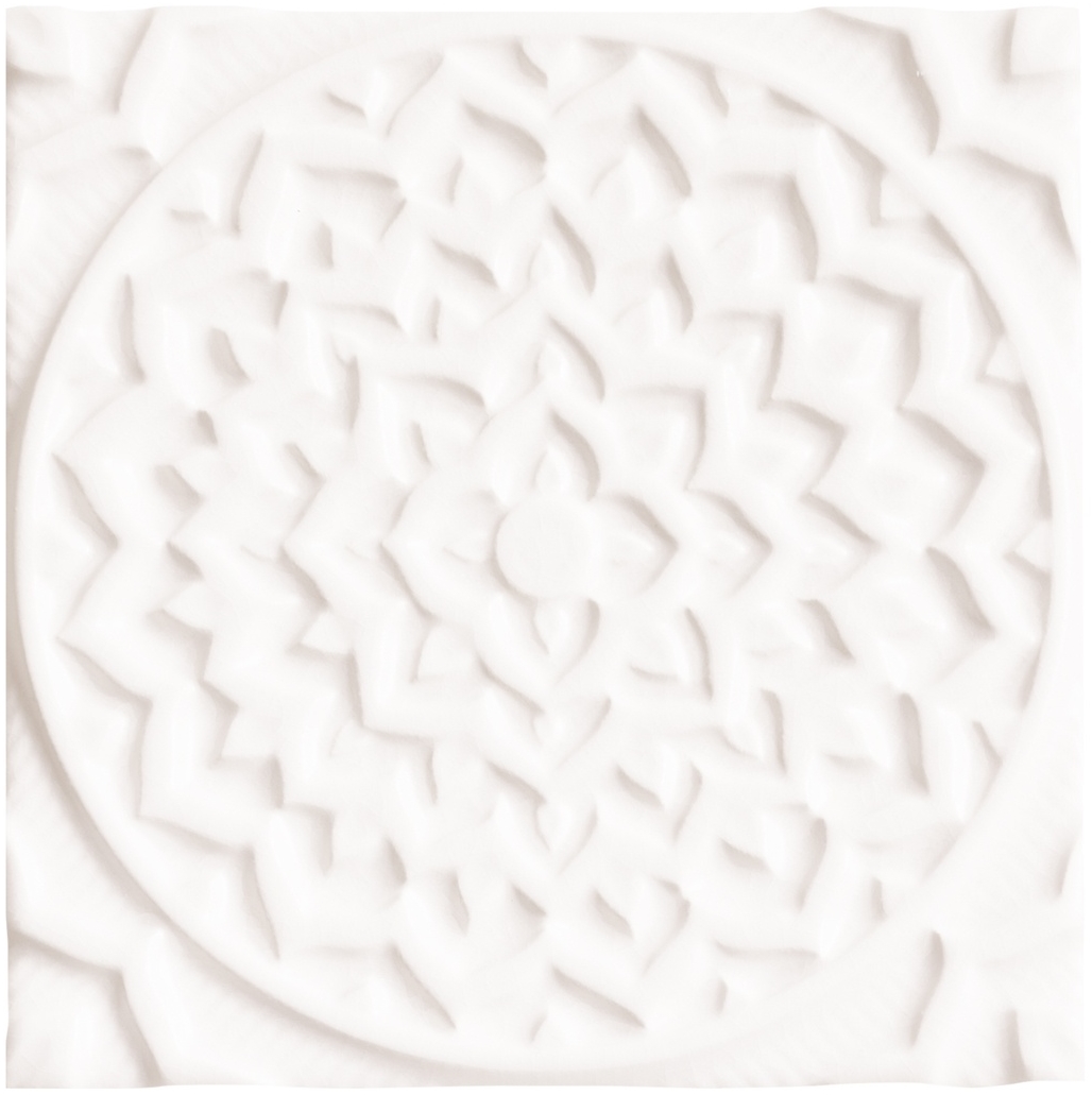 Керамическая плитка Adex Earth Relieve Mandala Cosmos Navajo White ADEH4001, цвет белый, поверхность структурированная, квадрат, 150x150