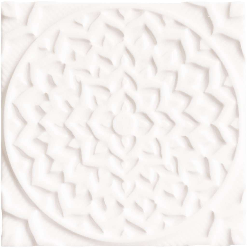 Керамическая плитка Adex Earth Relieve Mandala Cosmos Navajo White ADEH4001, цвет белый, поверхность структурированная, квадрат, 150x150