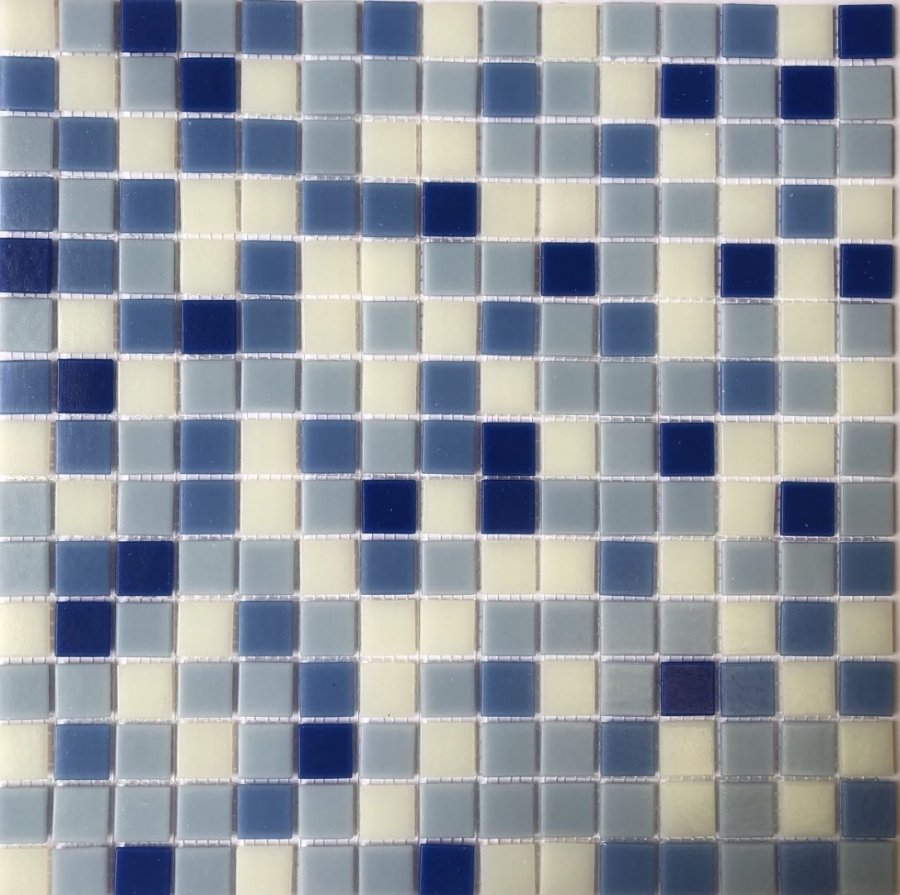 Мозаика Pixel Mosaic Мозаика из стекла PIX101, цвет белый синий голубой, поверхность глянцевая, квадрат, 316x316