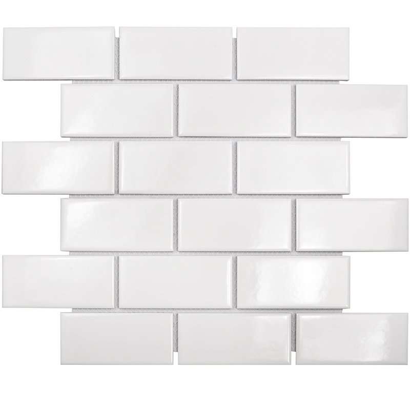Мозаика Starmosaic Homework Brick White Glossy, цвет белый, поверхность глянцевая, кабанчик, 288x294