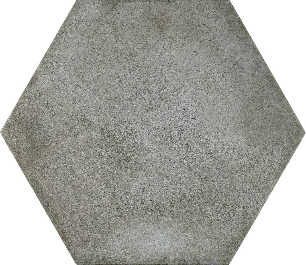 Керамогранит Vallelunga Hextie Grey ET00200, цвет серый, поверхность матовая, шестиугольник, 345x400
