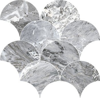 Мозаика Roberto Cavalli Rock Symphony Blues Mosaico Ventaglio 531539, цвет серый, поверхность полированная, прямоугольник, 280x290