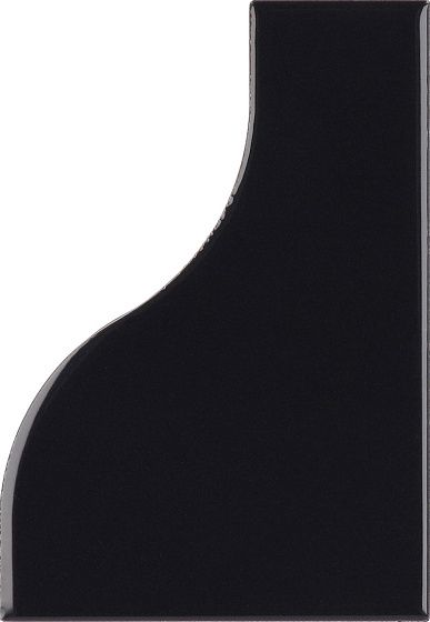 Керамическая плитка Equipe Curve Black 28849, цвет чёрный тёмный, поверхность глянцевая, прямоугольник, 83x120