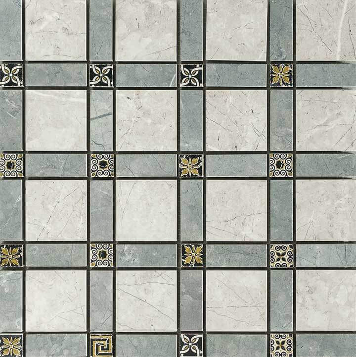 Декоративные элементы Novabell Cassettone London Grey Lapp., цвет серый, поверхность лаппатированная, квадрат, 300x300