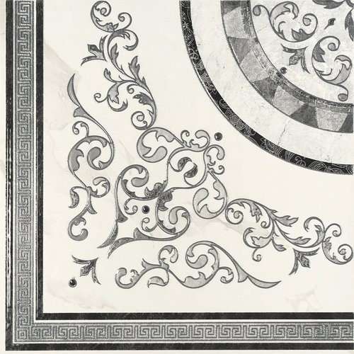 Декоративные элементы APE Mandalay Roseton, цвет чёрно-белый, поверхность матовая, квадрат, 600x600