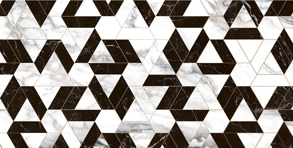 Керамогранит Qua Mosaico Nero Full Lap QUA0035, цвет чёрно-белый, поверхность лаппатированная, прямоугольник, 600x1200