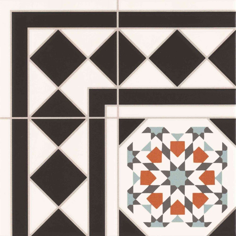 Декоративные элементы Realonda Oxford Deco Esquina, цвет чёрно-белый, поверхность матовая, квадрат, 333x333