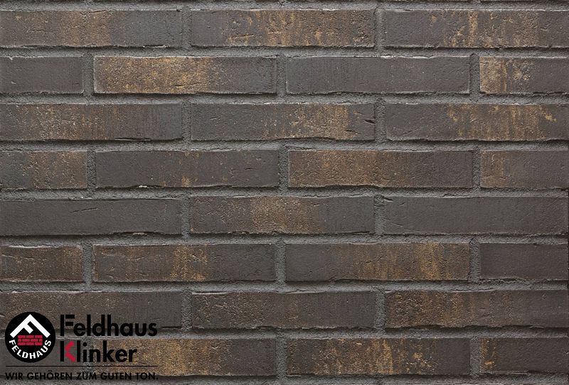 Клинкер Feldhaus Klinker Vascu Vulcano Sola R738DF11, цвет коричневый чёрный, поверхность матовая, под кирпич, 52x240