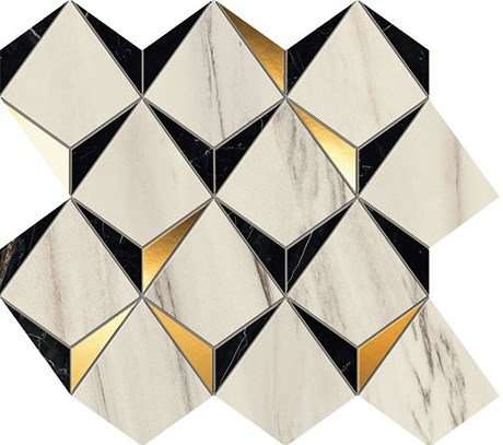 Мозаика Atlas Concorde Italy Marvel Diamonds Bianco - Black 9MDB, цвет разноцветный, поверхность полированная, прямоугольник, 329x358