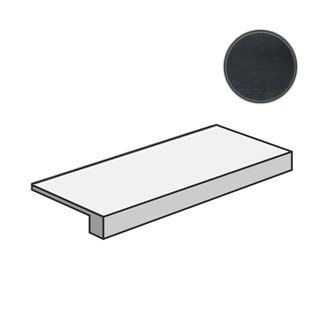 Ступени Italon Surface Steel Scalino Frontale 620070000684, цвет чёрный тёмный, поверхность матовая, прямоугольник с капиносом, 330x1200