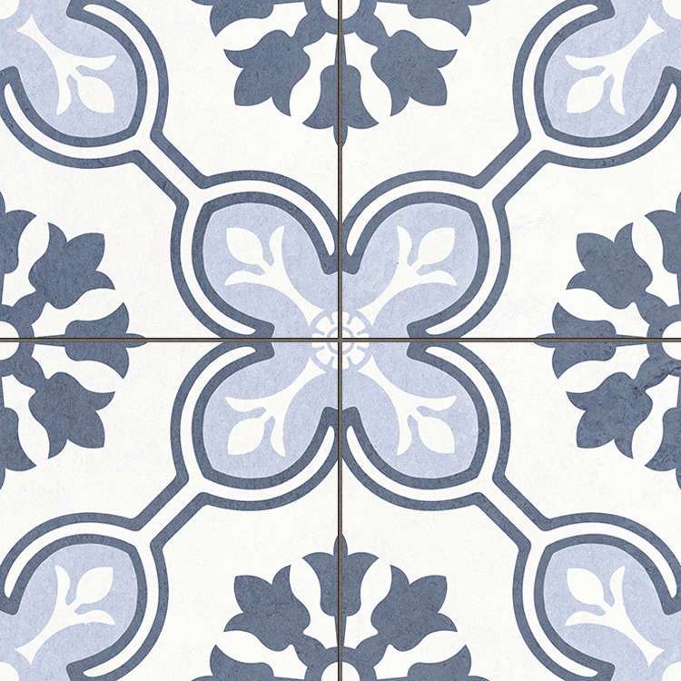Керамогранит Etili Seramik Chateau Blue Pre-Cut, цвет белый синий, поверхность матовая, квадрат, 450x450
