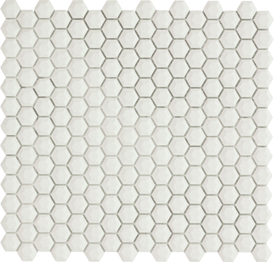 Мозаика Vallelunga Cube White Hex 3900039, цвет белый, поверхность матовая, шестиугольник, 285x305