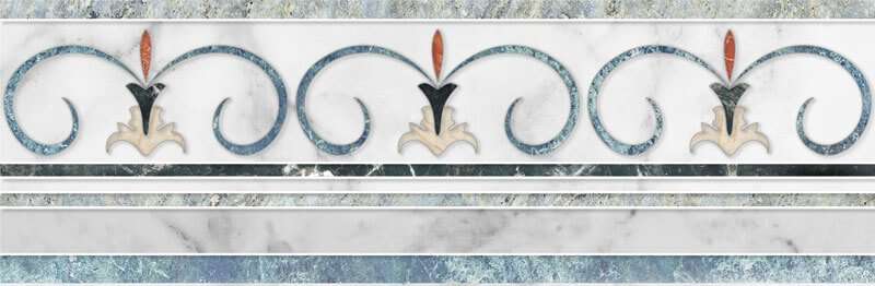 Бордюры Europa Ceramica Calacatta Louvre Losanga, цвет серый, поверхность глянцевая, прямоугольник, 150x450