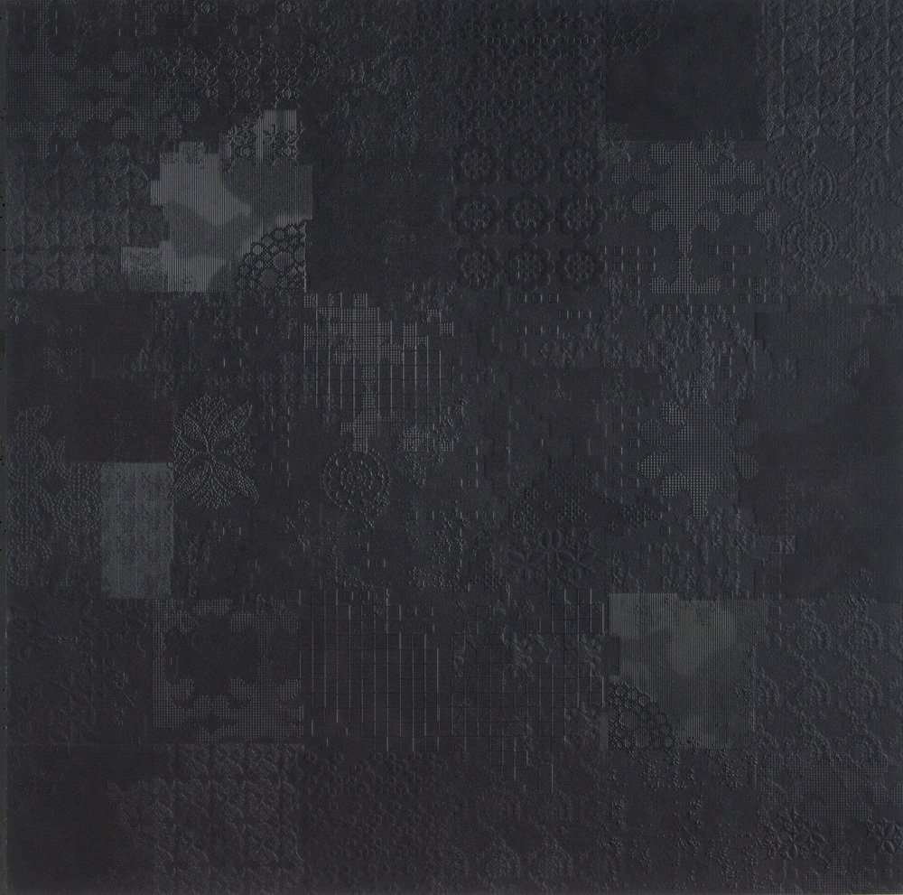 Керамогранит Mutina Dechirer Decor Nero PUDD24, цвет чёрный, поверхность матовая, квадрат, 600x600