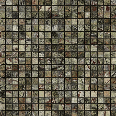 Мозаика Art & Natura Marble Mosaic Rain Forest Green, цвет серый, поверхность глянцевая, квадрат, 305x305