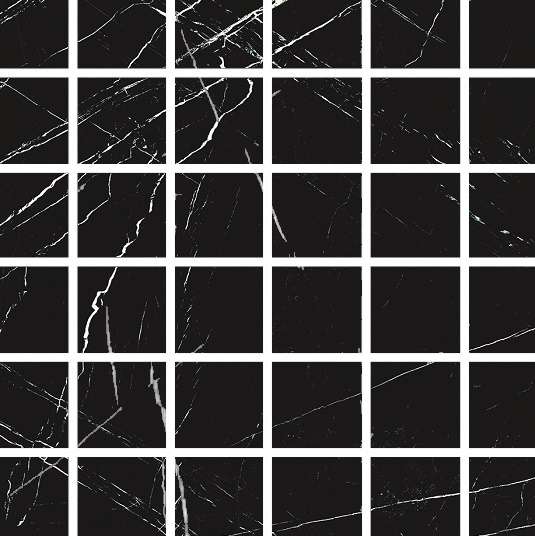 Мозаика Alfalux Canova Bellagio Luc. Mos. 36 7201039, цвет чёрный, поверхность полированная, квадрат, 300x300