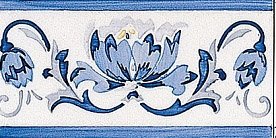 Бордюры Adex ADMO3033 Cenefa Benidoleig PB Azul C/C B, цвет белый синий, поверхность глянцевая, прямоугольник, 75x150
