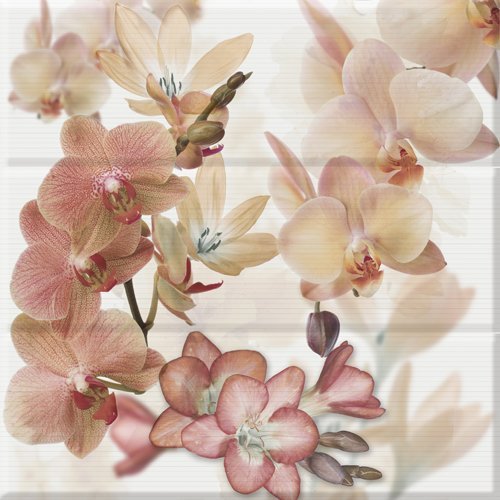 Панно Estile Aure Composicion Orchides, цвет бежевый, поверхность матовая, квадрат, 450x450