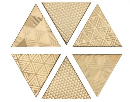 Декоративные элементы Petracers Triangolo Vibraziono Oro, цвет жёлтый, поверхность глянцевая, квадрат, 170x170