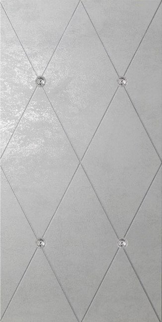 Декоративные элементы Petracers Ad Maiora Rhombus Fregio Swarovsky Platino Perla, цвет серый, поверхность матовая, прямоугольник, 500x1000