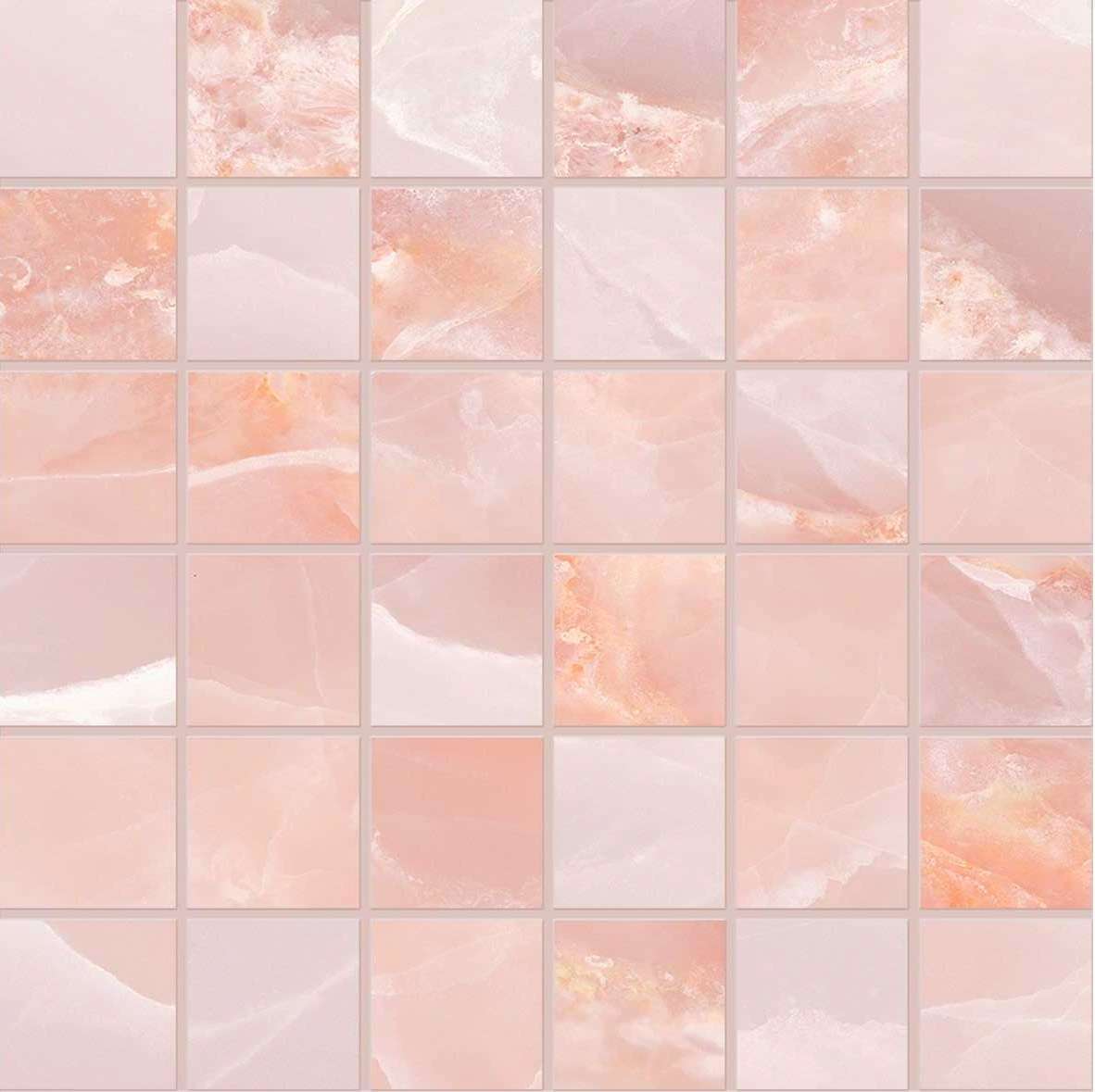 Мозаика Emilceramica (Acif) Tele Di Marmo Onyx Mosaico 5X5 Pink Lapp EKYZ, цвет розовый, поверхность лаппатированная, квадрат, 300x300