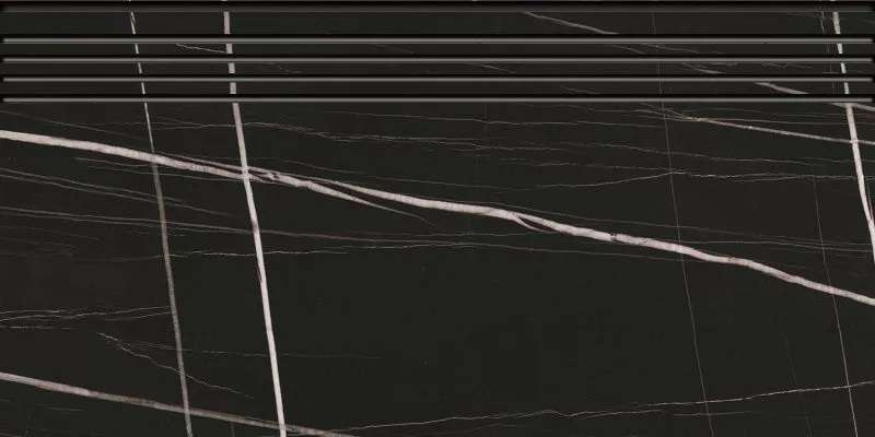 Ступени Kerranova Marble Trend K-1004/MR/st01, цвет чёрный тёмный, поверхность матовая, прямоугольник, 294x600