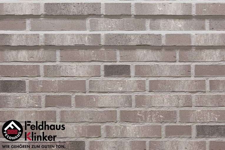 Клинкер Feldhaus Klinker Vascu Agro Rotado R764DF14, цвет серый, поверхность матовая, под кирпич, 52x240