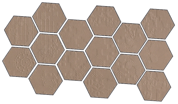 Мозаика Mutina Dechirer Mosaico random decor Ecru PUDD45, цвет коричневый, поверхность матовая, прямоугольник, 220x450