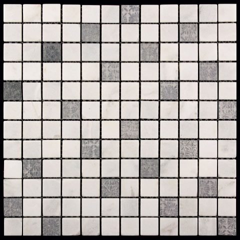 Мозаика Natural Mosaic Inka BDA-2311 (BDA-11R) (Мрамор Агломерат), цвет серый, поверхность глянцевая, квадрат, 298x298