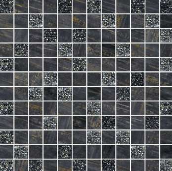 Мозаика Brennero Mosaico Lux Mix Quadretti Nero, цвет чёрный, поверхность лаппатированная, квадрат, 300x300