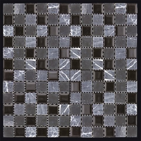 Мозаика Natural Mosaic Madras MSD-411 (Стекло Мрамор), цвет серый, поверхность глянцевая, квадрат, 300x300