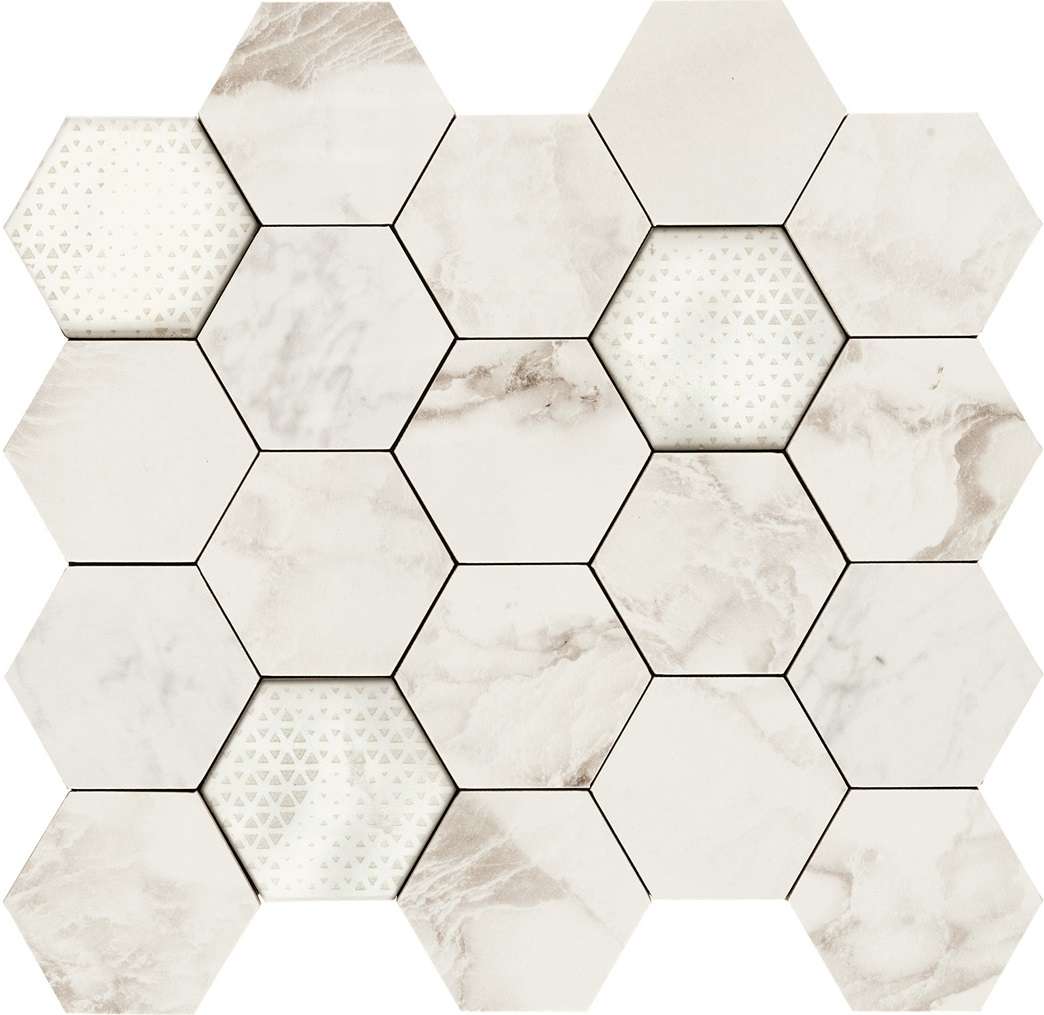 Мозаика Piemme Majestic Mos.Hexagon Imperial Pearl.Lev 02617, цвет бежевый, поверхность полированная, шестиугольник, 340x360