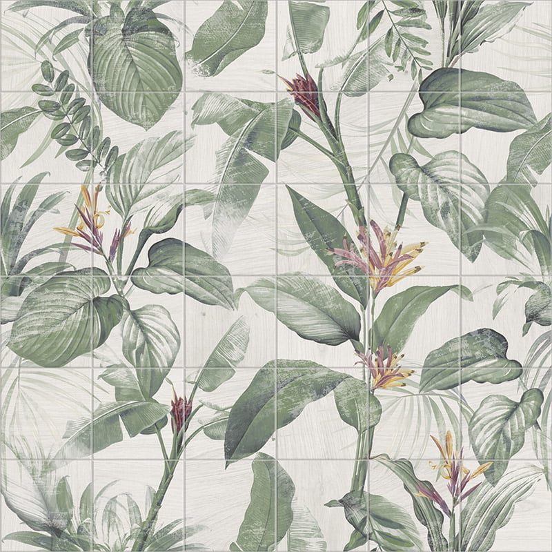 Декоративные элементы Mainzu Murales Decor Spring Leaves (36шт), цвет разноцветный, поверхность матовая, квадрат, 200x200