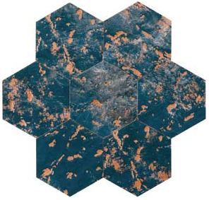 Керамическая плитка Arkadia Palatium I Maghi Esagono Lato, цвет синий, поверхность матовая, прямоугольник, 165x185