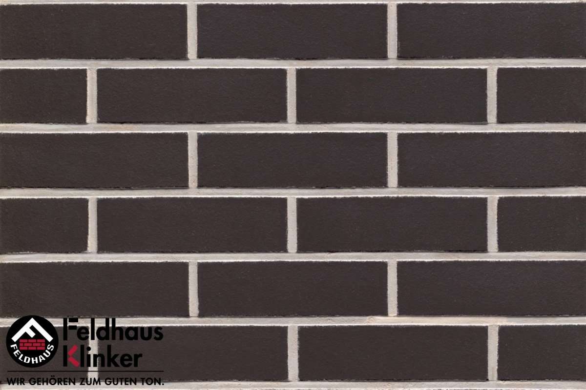 Клинкер Feldhaus Klinker Classic Anthracit Liso R700NF9, цвет чёрный, поверхность матовая, под кирпич, 71x240
