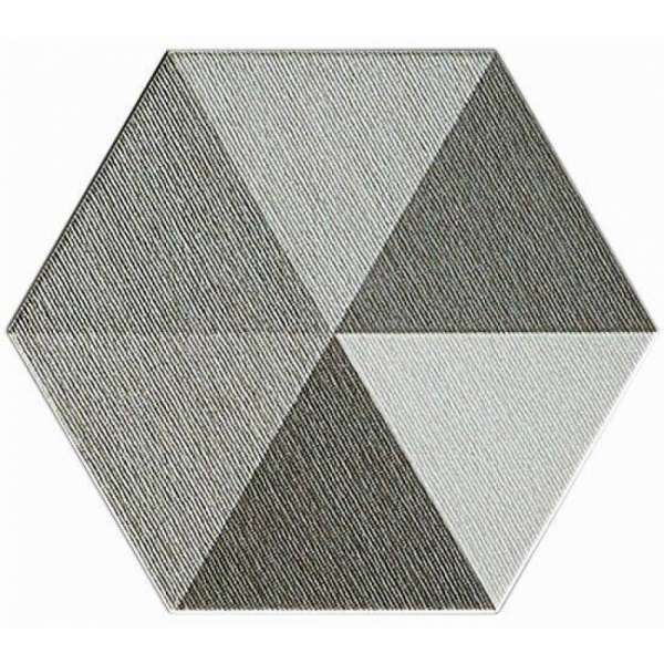 Керамогранит Monopole Diamond Grey, цвет серый чёрный, поверхность матовая, шестиугольник, 200x240