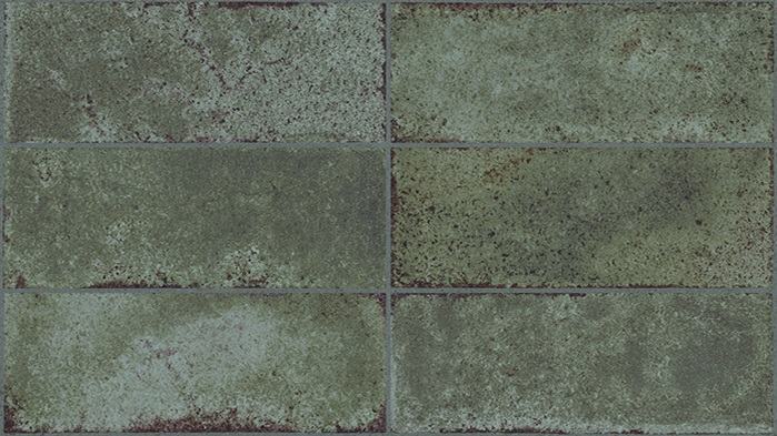 Керамическая плитка Porcelanosa Vetri Bricks Green 100324045, цвет зелёный, поверхность глянцевая, под кирпич, 333x592