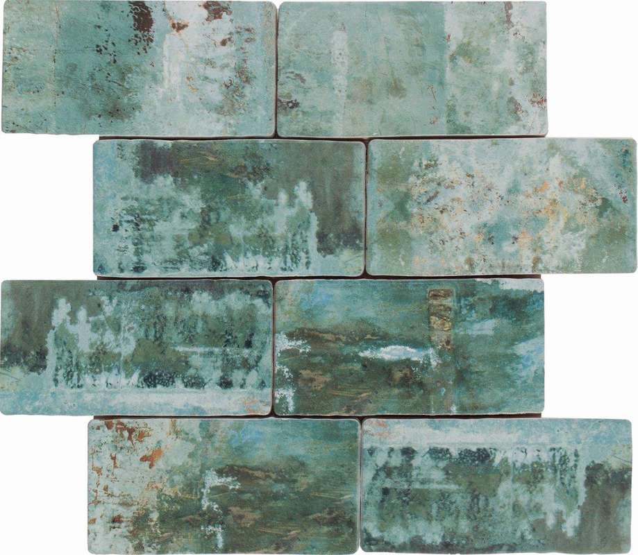Мозаика Dune Ceramic Mosaics Libertas 187600, цвет зелёный, поверхность матовая, под кирпич, 300x300