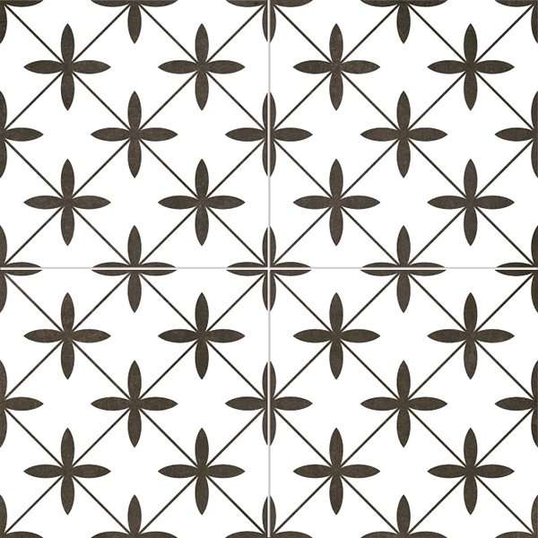 Керамогранит Dual Gres Poole White (Chic) 7, цвет чёрно-белый, поверхность матовая, квадрат, 450x450