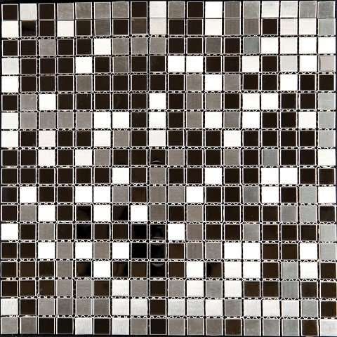 Мозаика Natural Mosaic Metall MM-22 (Нержавеющая сталь), цвет чёрно-белый, поверхность глянцевая, квадрат, 300x300