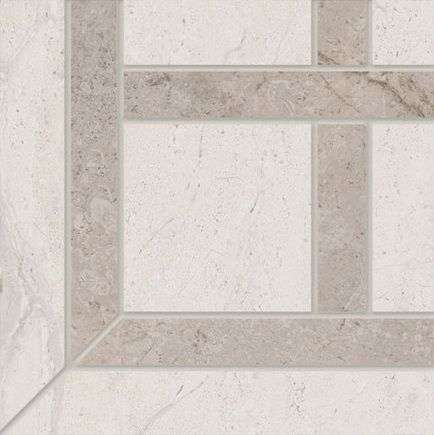 Декоративные элементы Supergres Gotha Ang. Greca Idrogetto Grigio Lux GAGC, цвет серый, поверхность лаппатированная, квадрат, 150x150