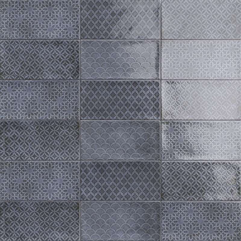 Декоративные элементы Mainzu Camden Decor Azurro, цвет синий, поверхность глянцевая, прямоугольник, 100x200
