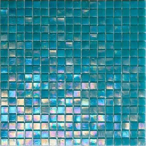 Мозаика Alma Mosaic Flicker NE31, цвет бирюзовый, поверхность глянцевая, квадрат, 150x150