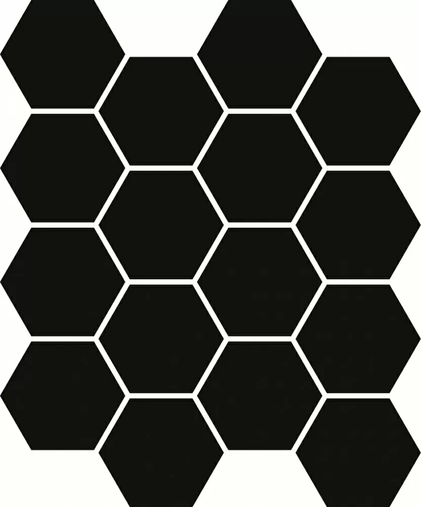 Мозаика Paradyz Uniwersalna Mozaika Prasowana Nero Hexagon, цвет чёрный, поверхность матовая, шестиугольник, 220x255