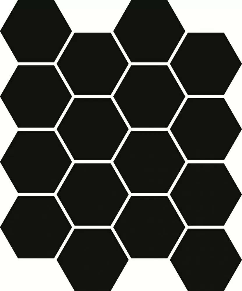 Мозаика Paradyz Uniwersalna Mozaika Prasowana Nero Hexagon, цвет чёрный, поверхность матовая, шестиугольник, 220x255