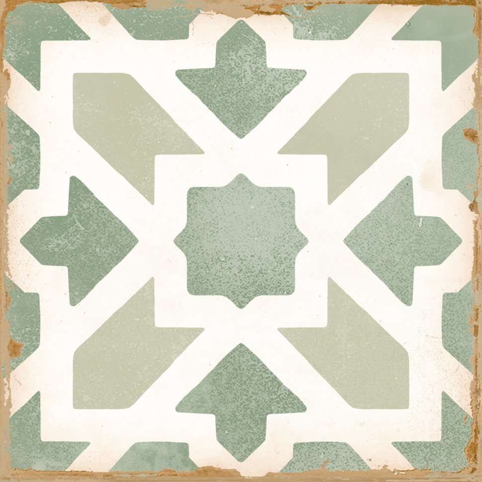 Керамическая плитка Harmony Casablanca Malik 29421, цвет белый зелёный, поверхность матовая, квадрат, 125x125
